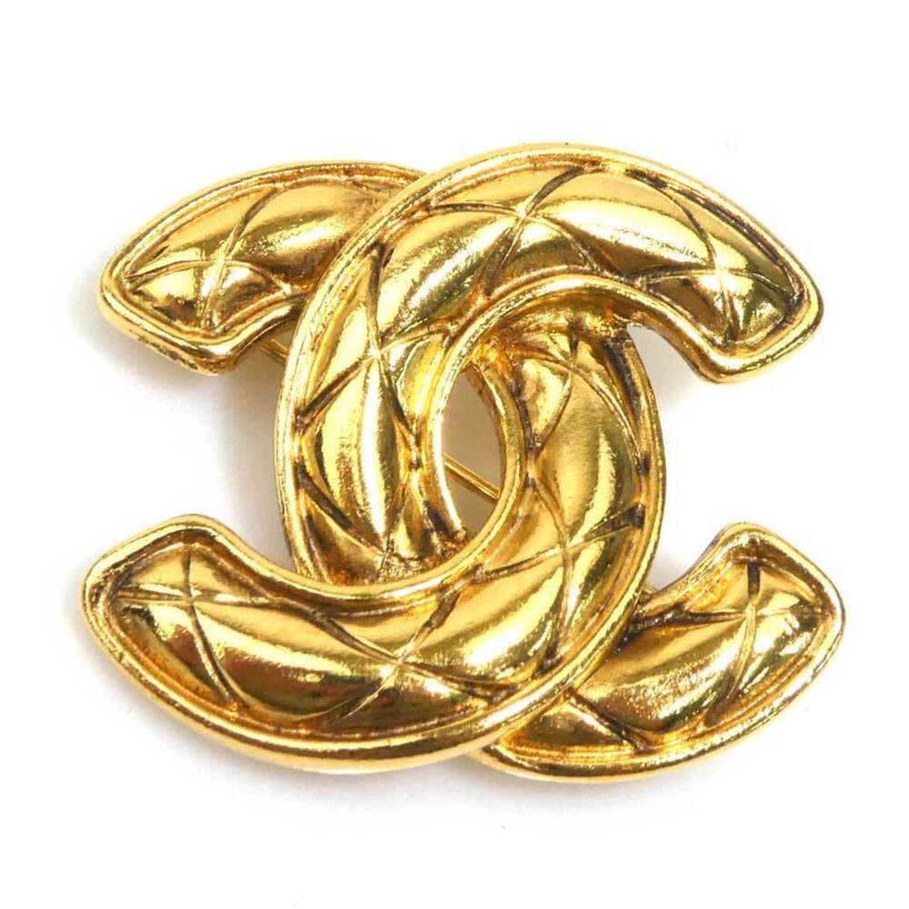 Chanel brooch, Coco Mark, metal, gold, women's, e62215k